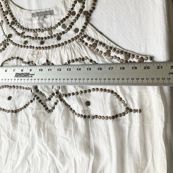 NY Collection Women’s Sleeveless Halter Beaded Summer Blouse size S, White - Picture 3 of 7